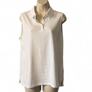 White Classic White Sleeveless Polo‎ Shirt, Women's Size M